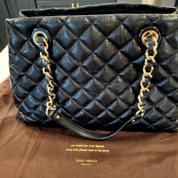 EUC Kate Spade Black Quilted Shimmer Shoulder Bag - Picture 2 of 10